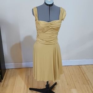 Alberta ferretti yellow green ruched dress size us 4